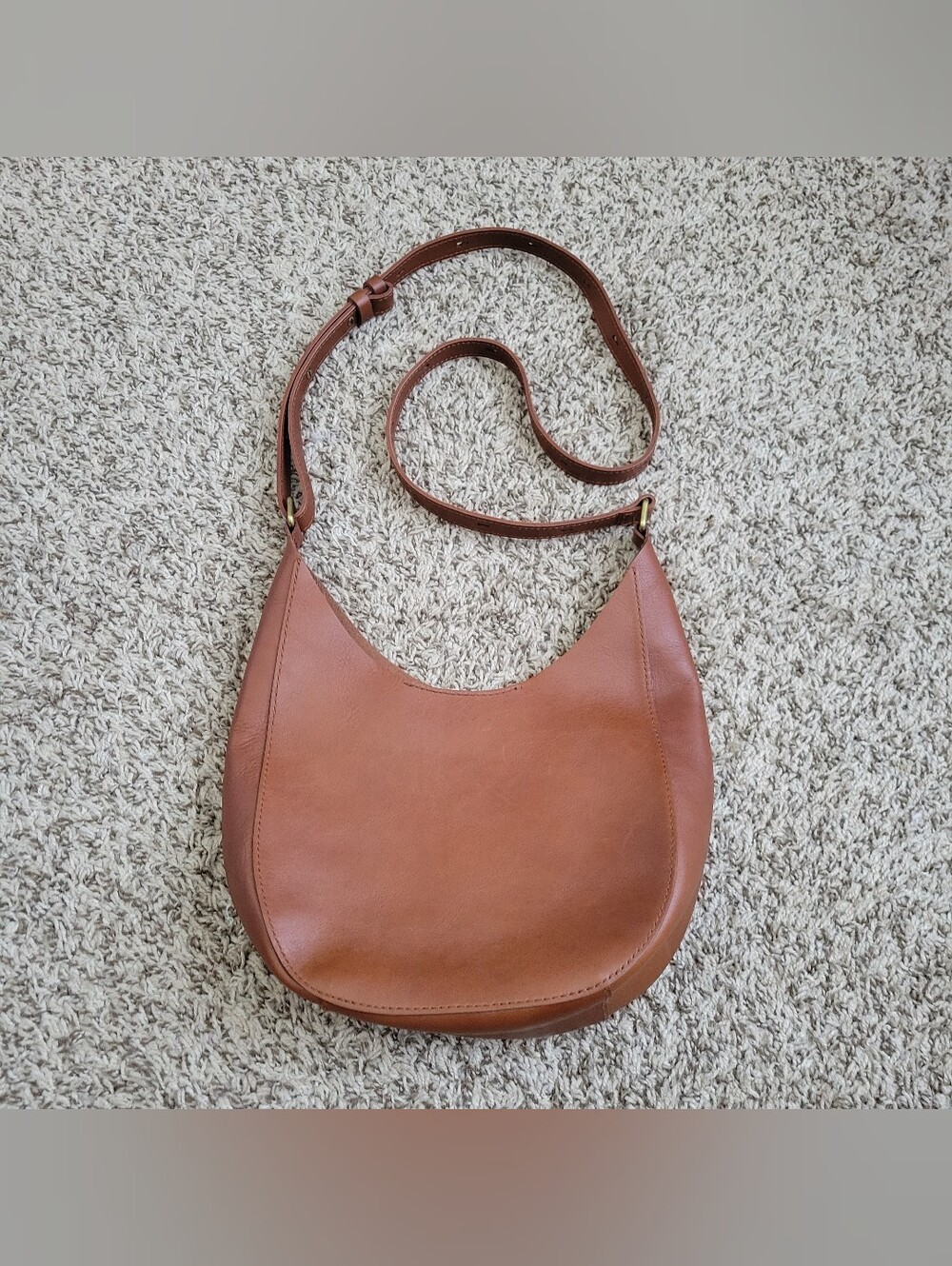 Madewell Mini Shopper Bag Saddle Brown Leather Hobo Crossbody Purse Handbag